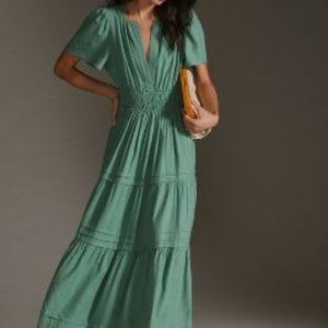 Anthropologie Somerset Maxi Linen in Green